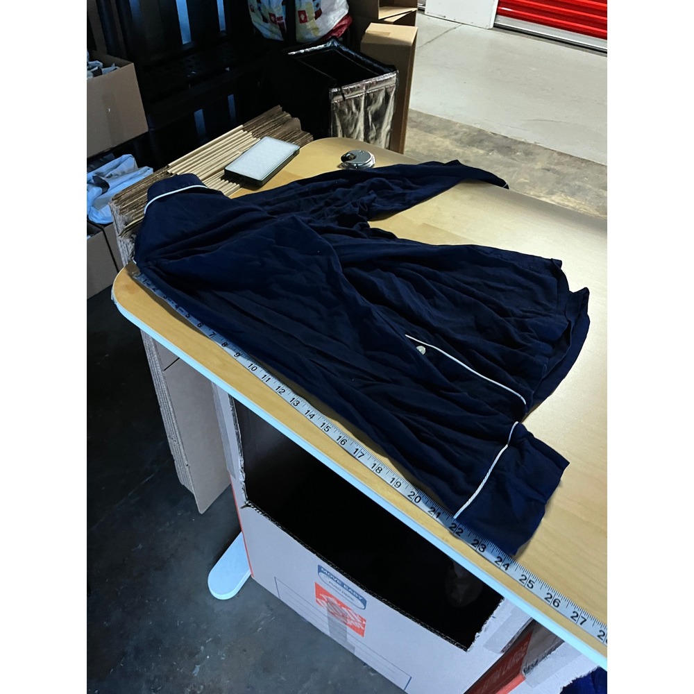 J Crew End-On-End 100% Cotton Pajama Set Womens 2X Navy Blue Contrast Piping - Picture 12 of 13
